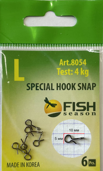 Застежка Fish Season нахлыст/балансир №L 4кг 6шт 8054-LF