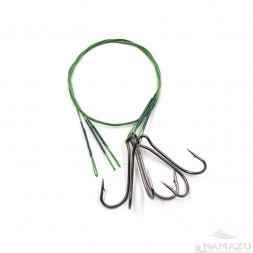 Поводок стальной Namazu Leader 1х7 Nylon Coated Green, d-0,48 мм L-40 см, с двойным крючком 7826 Do