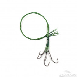 Поводок стальной Namazu Leader 1х7 Nylon Coated Green, d-0,42 мм L-40 см, с живцовым крючком 4715 D