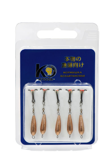 Мормышка Kyoda Черт с подвесным тройником, размер XL, вес 2.8 гр медь 5 шт