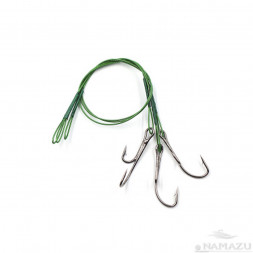 Поводок стальной Namazu Leader 1х7 Nylon Coated Green, d-0,42 мм L-20 см, с живцовым крючком 4715 D