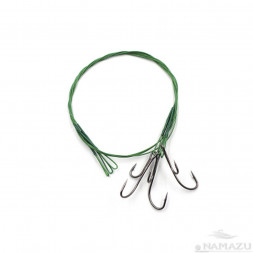 Поводок стальной Namazu Leader 1х7 Nylon Coated Green, d-0,33 мм L-30 см, с живцовым крючком 4715 D