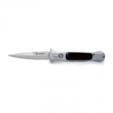 Нож складной полуавтоматический Ganzo с клипсой, дл.клинка 85 мм сталь 440С, цв. хром