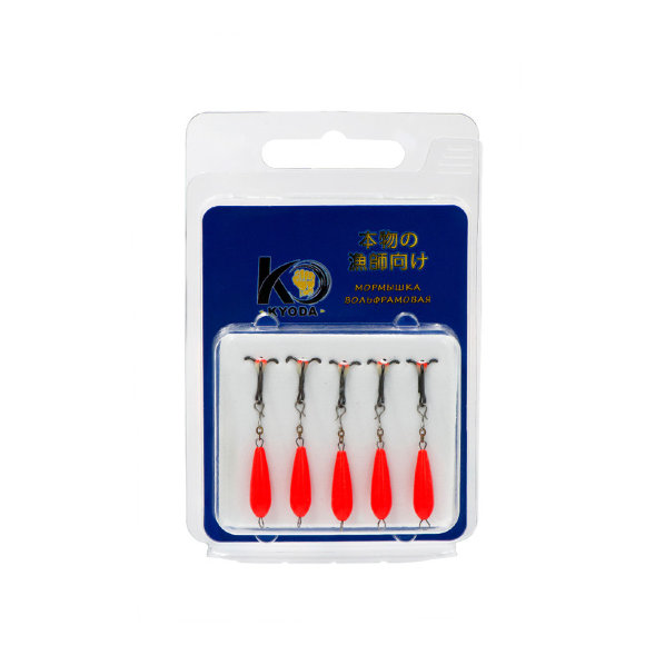 Мормышка Kyoda Черт с подвесным тройником, размер M, вес 1.3 гр ярко красный 5 шт