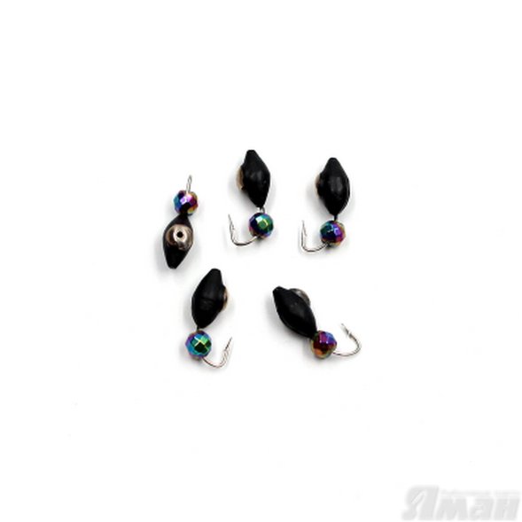 Мормышка вольфрамовая безнасадочная Яман Овсинка с коронкой из никеля, d-3 мм вес 0,7 г, кристалл х