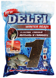 Прикормка DELFI зимняя Ice Ready увлажненная лещ + плотва конопля, зеленая, 500 г